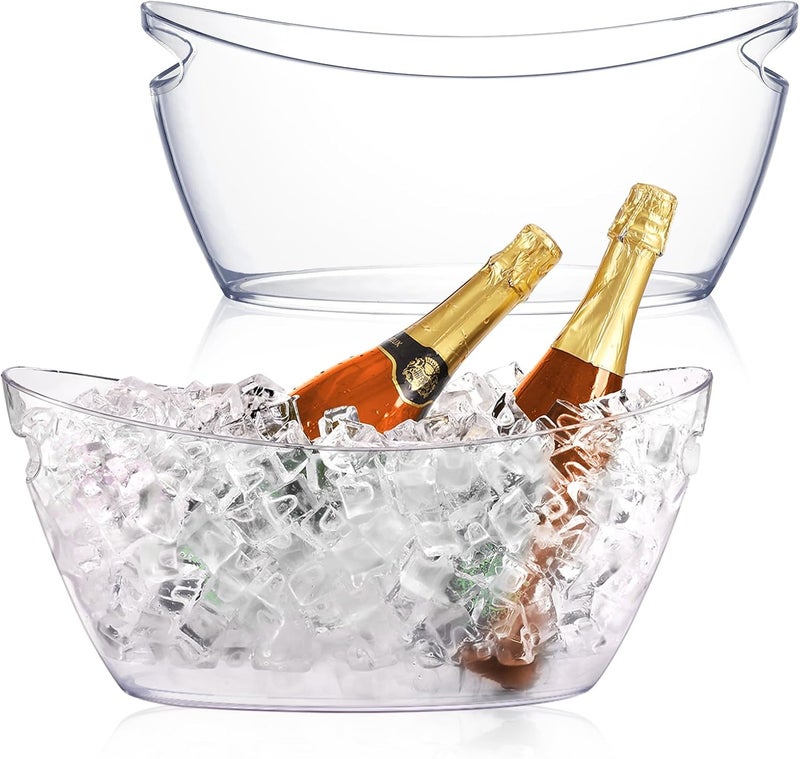 tchrules Ice Buckets for Parties, 2pcs Acrylic Champagne Beverage, Drinks Buckets Tub for Cocktail Bar, 5.5L Ice Bucket for Christmas Party(16.5 * 7.3 * 6.8inch) - Image 1